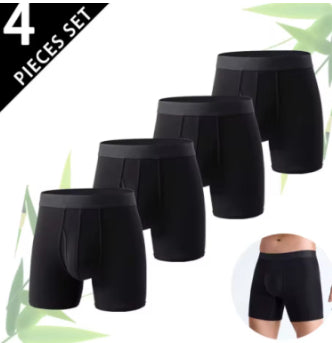 Men's Breathable Bamboo Fiber Boxing Underwear - Pure Color Comfort for Every Day