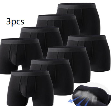 Men's Breathable Bamboo Fiber Boxing Underwear - Pure Color Comfort for Every Day