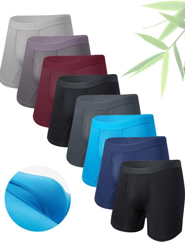 Men's Breathable Bamboo Fiber Boxing Underwear - Pure Color Comfort for Every Day