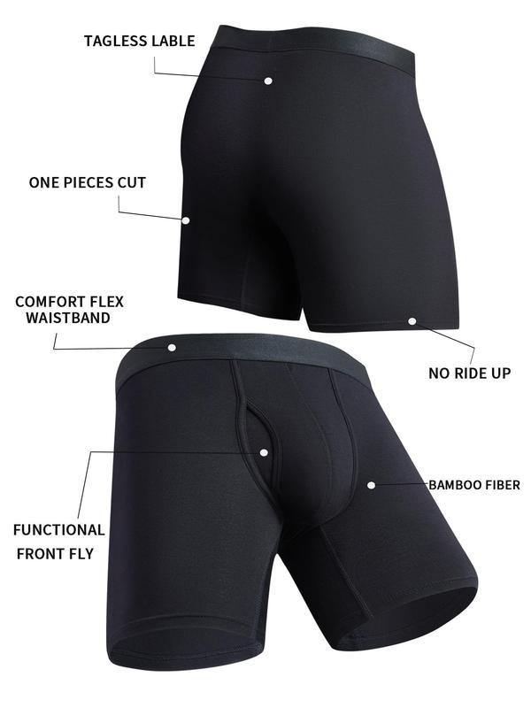 Men's Breathable Bamboo Fiber Boxing Underwear - Pure Color Comfort for Every Day
