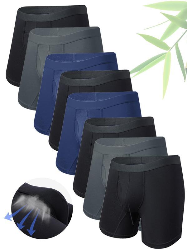 Men's Breathable Bamboo Fiber Boxing Underwear - Pure Color Comfort for Every Day